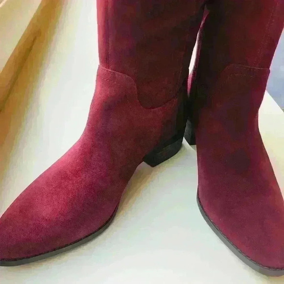 NEW! Lucky Brand Lefara Sugar Red Suede Boots. - Picture 6 of 10